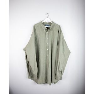 Ralph‎ Lauren Button Down Mens 4XLT Green Plaid Classic Fit Long Sleeve pony